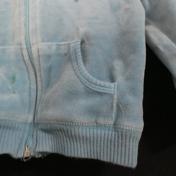 GREENDOG | size 2 | Blue Velour Zip-Up Hoodie | *Paint Spots - Picture 8 of 15